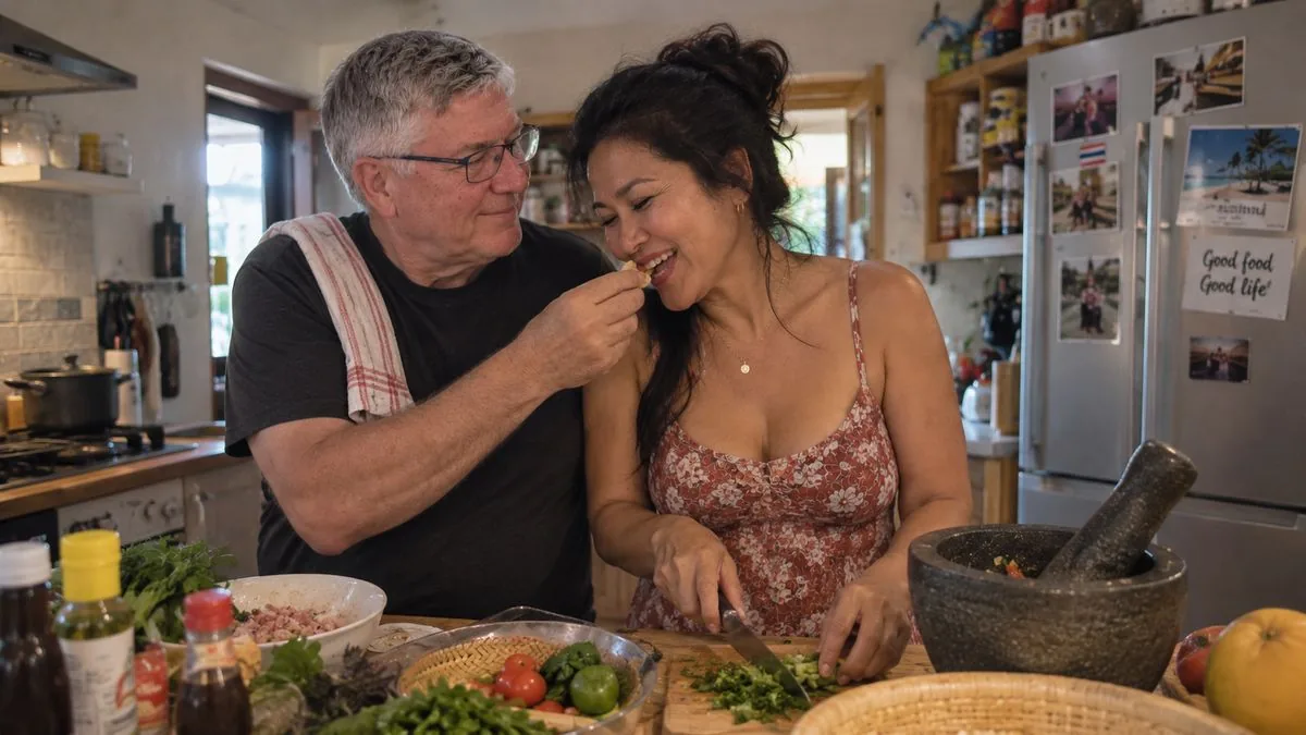 Jean et Ploy cuisinent ensemble, trois ans après leur rencontre
